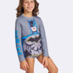 Blusa UV50 Manga Longa Infantil Liga da Justiça.