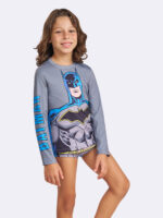 Blusa UV50 Manga Longa Infantil Liga da Justiça.