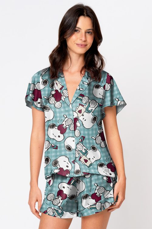 Pijama Americano Acetinado - Snoopy Lovers
