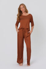 Pijama longo - Clássicos Acetinados Bombay Brown.