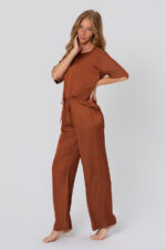 Pijama longo - Clássicos Acetinados Bombay Brown. - Imagem 3