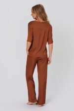 Pijama longo - Clássicos Acetinados Bombay Brown. - Imagem 4