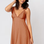 Camisola de Viscose e Renda - Bombay Brown.
