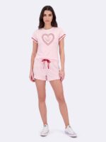 Pijama Manga Curta Vichy Rosa.