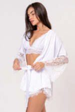 Pijama Off- White com Renda. - Imagem 2